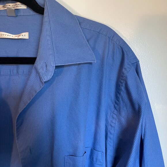 XL 17.5 34/35 Geoffrey Brene Wrinkle Free Blue Button Down - Picture 3 of 6